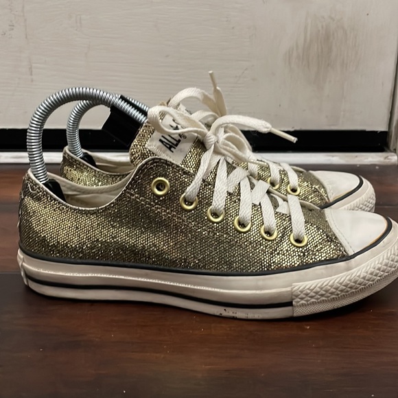 Converse Shoes Converse Rare Womens Gold Glitter Rubber Chuck